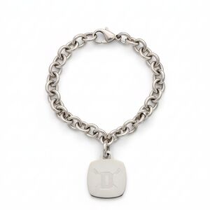 Tiffany and Co Engraved D Charm Bracelet Size 7.5